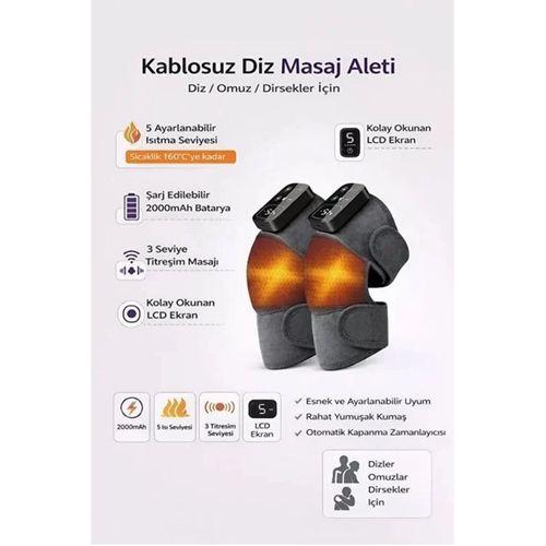 2 Adet Şarjlı Isıtmalı Diz Masaj Aleti – Titreşimli Fizyoterapi Dizlik | Diz Omuz Kol Bacak