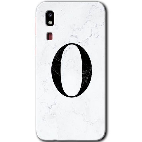 Galaxy A2 Core Kılıf HD Desen Baskılı Arka Kapak - Beyaz Mermer Desenli O Harfi