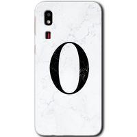 Galaxy A2 Core Kılıf HD Desen Baskılı Arka Kapak - Beyaz Mermer Desenli O Harfi