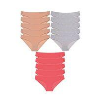 15 Adet Süper Eko Set Likralı Kadın Slip Külot Ten Gri Fuşya