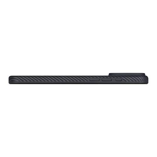 Apple iPhone 17 Pro Kılıf M-safe Şarj Özellikli Aramid Karbon Fiber Pitaka Military-Grade Classic Serisi Black-Grey Twill Kapak