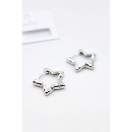 Taşlı Yıldız Küpe - Gümüş