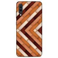 Samsung Galaxy A70s Kılıf Patchwork (40) Fit Silikon Kılıf Kahverengi Beyaz