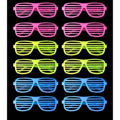 Neon Fosforlu Panjur Gözlük 12 Adet – 80’ler 90’lar Parti Stili