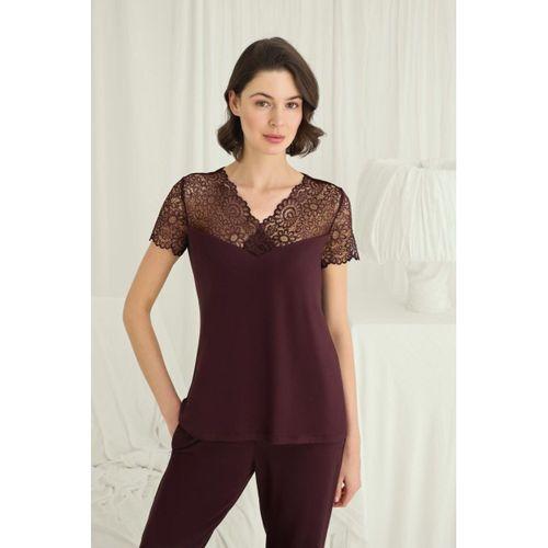 Kısa Kollu Ve Dantelli V Yaka Pijama Takımı