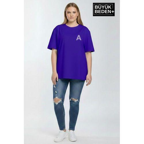 Süperlife Kadın Büyük Beden A Baskılı 3xl-6xl Bisiklet Yaka Tshırt SPR26BTSK510-12