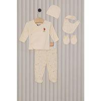 U.S.Polo U.S.Polo Kız Bebek 5'Li Zıbın Seti USB2107 Krem