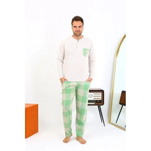 Erkek Uzun Kol Penye Krem Pijama Takımı