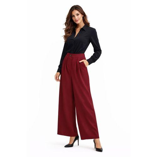 Kadın Pileli Beli Lastikli Bol Pantolon BGL-ST04252