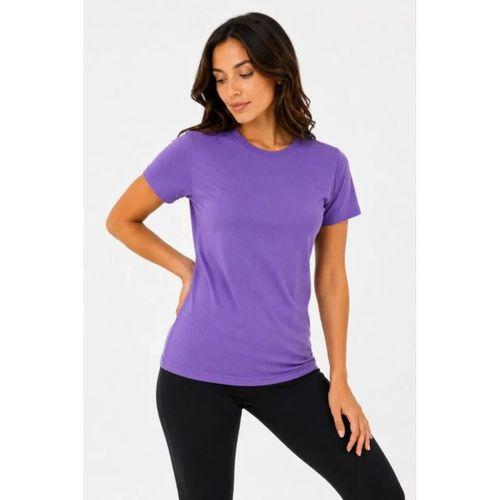 Basic Tişört Bisiklet Yaka Kısa Kol Günlük Yazlık Slim Fit T-Shirt - Mor