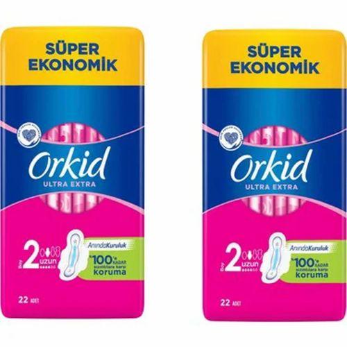Orkid Ultra Extra Uzun 2 Boy Süper Ekonomik 22 Lü Ped 2 Li Set 44 ADET