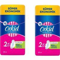 Orkid Ultra Extra Uzun 2 Boy Süper Ekonomik 22 Lü Ped 2 Li Set 44 ADET