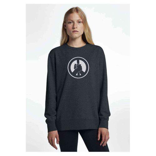 Silhouette Peace Logo Baskılı Füme Antrasit Kadın Sweatshirt