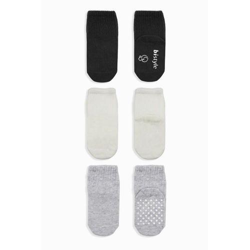 Bistyle Bistyle Basic Kaymaz Penye Soket Çorap 3'Lü BS10107 Siyah Ekru Gri