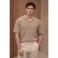 Aretus Şönil Kumaş Regular Fit Tek Düğmeli Polo Yaka Erkek T-Shirt - Bej