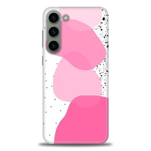 Samsung Galaxy S23 Kılıf HD Baskılı Kılıf - Pembe Beyaz Siyah + Tam Ekran Koruyucu
