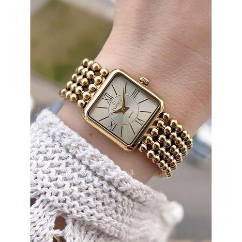 Essence Vintage Seri Küçük Köşeli Kasa Çelik Kararma Renk Atma Yapmaz Kadın Kol Saat+Bileklik 6959.4