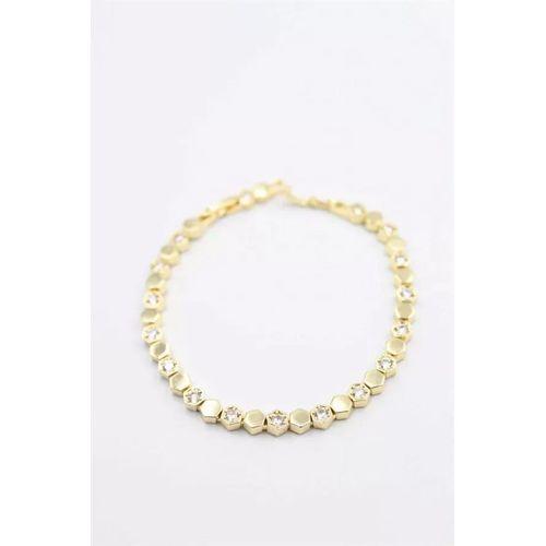 Taşlı Petek Bileklik - Altın