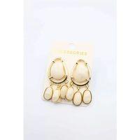 Taşlı Küpe - Krem