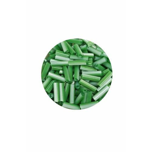 Uzun Boru Kesme Boncuk Çap 2mm Uzunluk 10 mm - 20 Gram - Yeşil Beyaz - BNC247