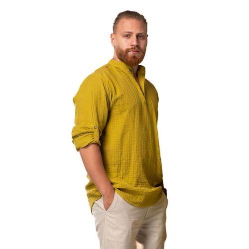 Uzun Kol Hakim Yaka Müslin Yazlık Sweatshirt Yağ Yeşili Ygysl