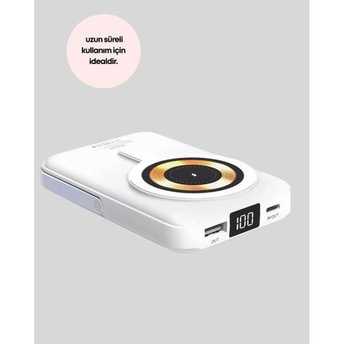 Lcd Göstergeli Manyetik Powerbank Type C Usb Girişli