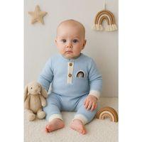 Waffle Gökkuşağı Nakışlı Erkek Bebek Tulumu