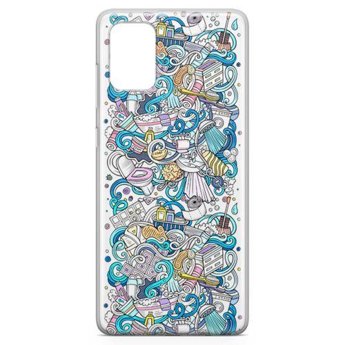 Samsung Galaxy A71 Kılıf Doodle Banyo Aksesuarları Arka Kapak Koruma Desenli Full Koruyucu
