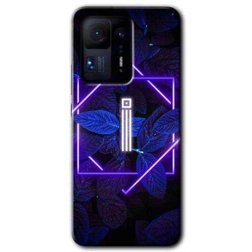 Mi Mix 4 Kılıf HD Desen Baskılı Arka Kapak - Dark Neon Yaprak İ Harfi + Kırılmaz Cam