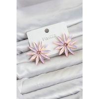 Pembe Kristal Taşlı Lotus Model Kadın Küpe