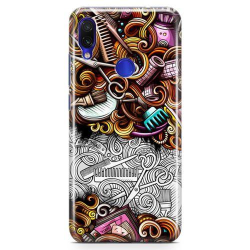 Xiaomi Redmi Note 7 Pro Kılıf Kuaför Malzemeleri Doodle Arka Kapak Koruma Desenli Full Koruyucu