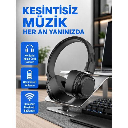 Bluetooth Kablosuz Kulak Üstü Kulaklık Katlanabilir Konforlu Ve Şık Tasarımlı