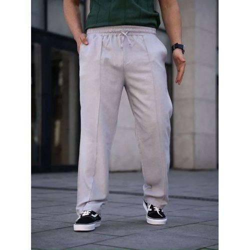 Erkek Keten Cepli Çıma Dikişli Jogger Buggy Pantalon Rahat Kalıp - Gri