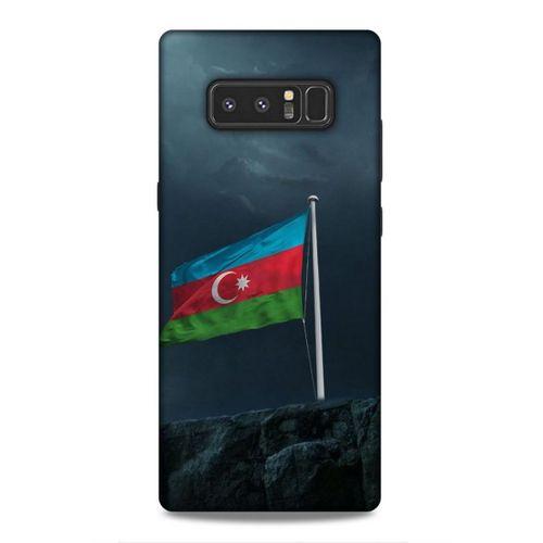 Samsung Galaxy Note 8 Uyumlu Kılıf Azarbaijan (27) Tasarımlı Kılıf Mavi Beyaz