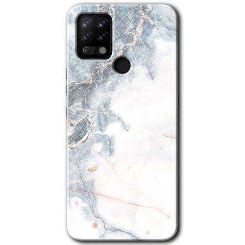 Tecno Pova Kılıf HD Desen Baskılı Arka Kapak - White Marble + Kırılmaz Cam