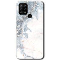 Tecno Pova Kılıf HD Desen Baskılı Arka Kapak - White Marble + Kırılmaz Cam