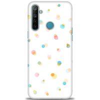 Realme 6i Kılıf HD Baskılı Kılıf - Rengarenk Puantiye + Tam Ekran Koruyucu