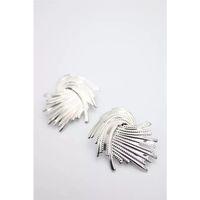 Metal Yaprak Küpe - Gümüş