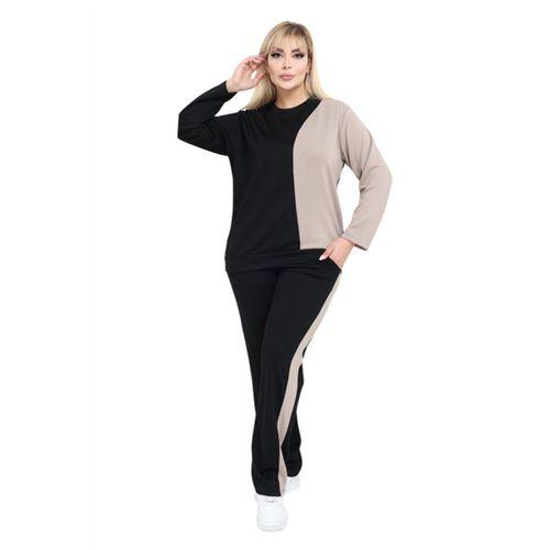 Melsay Butik Siyah Ekru Renk Bloklu Modal Kadın Eşofman Takımı