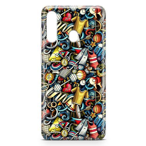 Samsung Galaxy A20s Kılıf Dambıl Bilardo Doodle Arka Kapak Koruma Desenli Full Koruyucu
