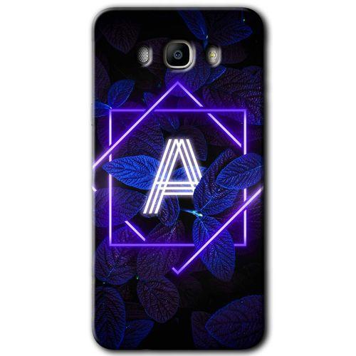 Galaxy J7 2016 Kılıf HD Desen Baskılı Arka Kapak - Dark Neon Yaprak A Harfi