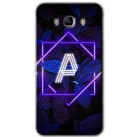 Galaxy J7 2016 Kılıf HD Desen Baskılı Arka Kapak - Dark Neon Yaprak A Harfi