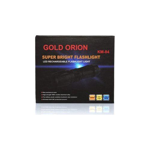 Gold Orion Km-84 Tasarruflu Şarjlı Zoomlu Metal El Feneri Kemer Klipsli