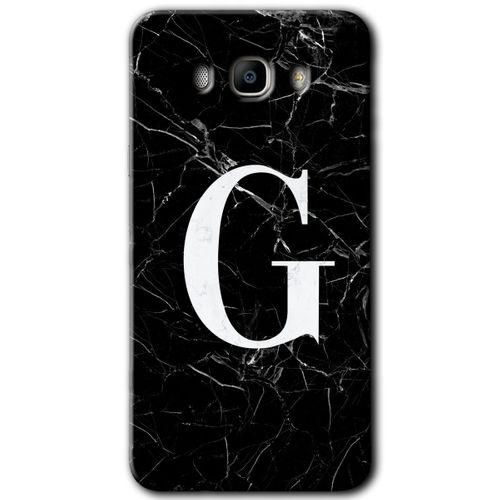 Galaxy J7 2016 Kılıf HD Desen Baskılı Arka Kapak - Siyah Mermer Desenli G Harfi