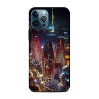 Apple iPhone 12 Pro Max Uyumlu Kılıf Azarbaijan (33) Hybrid Kılıf Kuleler Gece