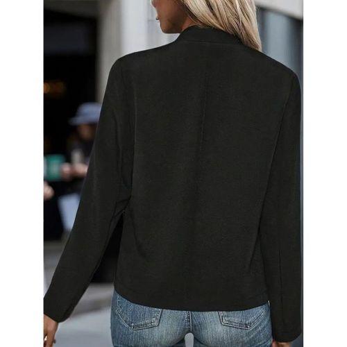 Kadın Uzun Kollu önü Açık Düğmeli Scuba Dalgıç Ceket