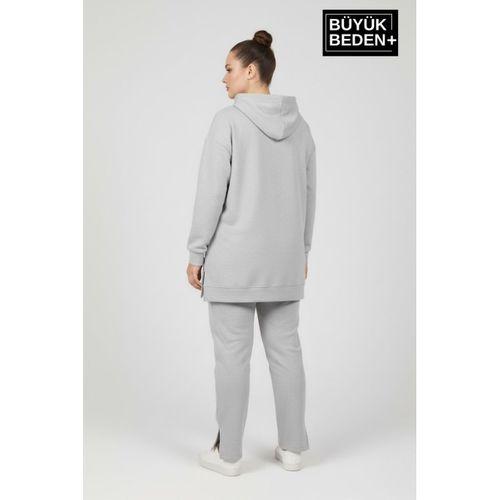 Büyük Beden Kapşonlu Tunik Sweatshırt SPR26BTK991
