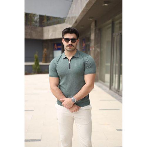 Erkek Polo Yaka Fermuar Detaylı Tişört