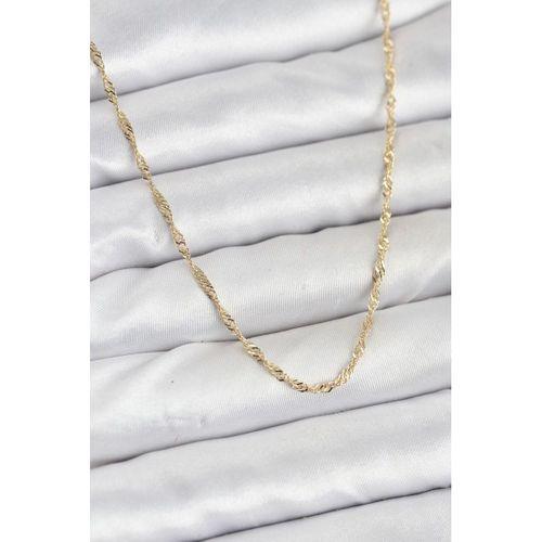 CM 14K Gold Renk Yassı Burgulu Model Kadın Kolye