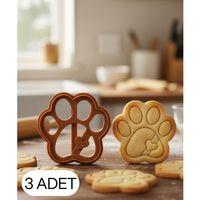 3Lü Kalpli Pati Figürlü Kurabiye Kalıbı ve Hamur Kesici Şeker ve Oyun Hamuru İçin Tek Parça Kalıp
